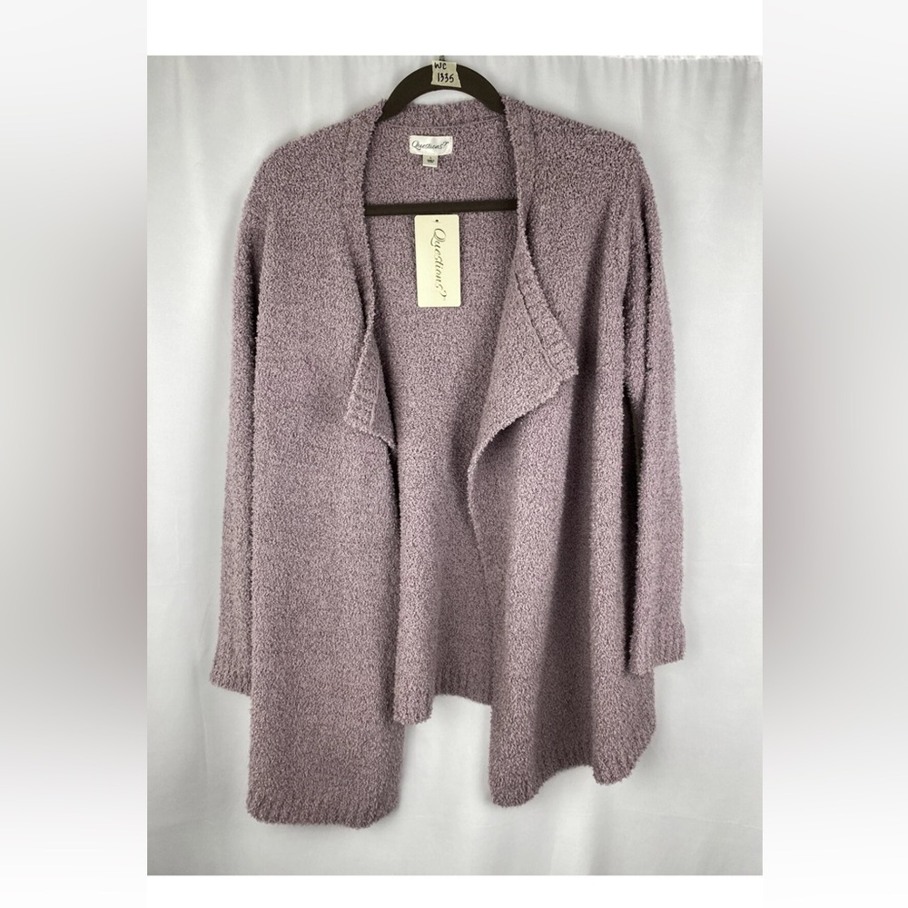 Questions? Open Cardigan Sweater Soft Fuzzy Dusty Lilac Woman Large